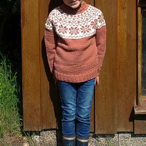 Norweger-Pullover mit heller Passe in Blush